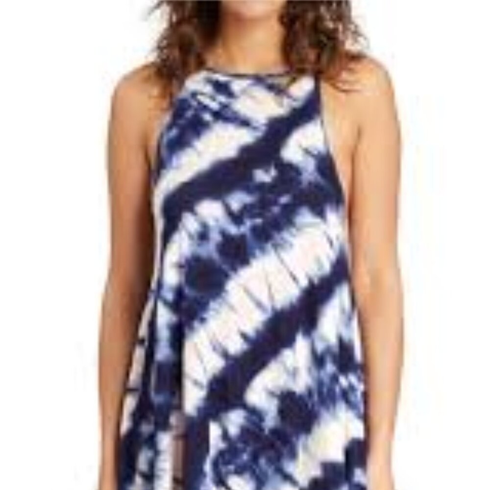 Billabong Womens midi Dress - SZ Small Tyedye tie dye blue and pink tunic top - Picture 3 of 9